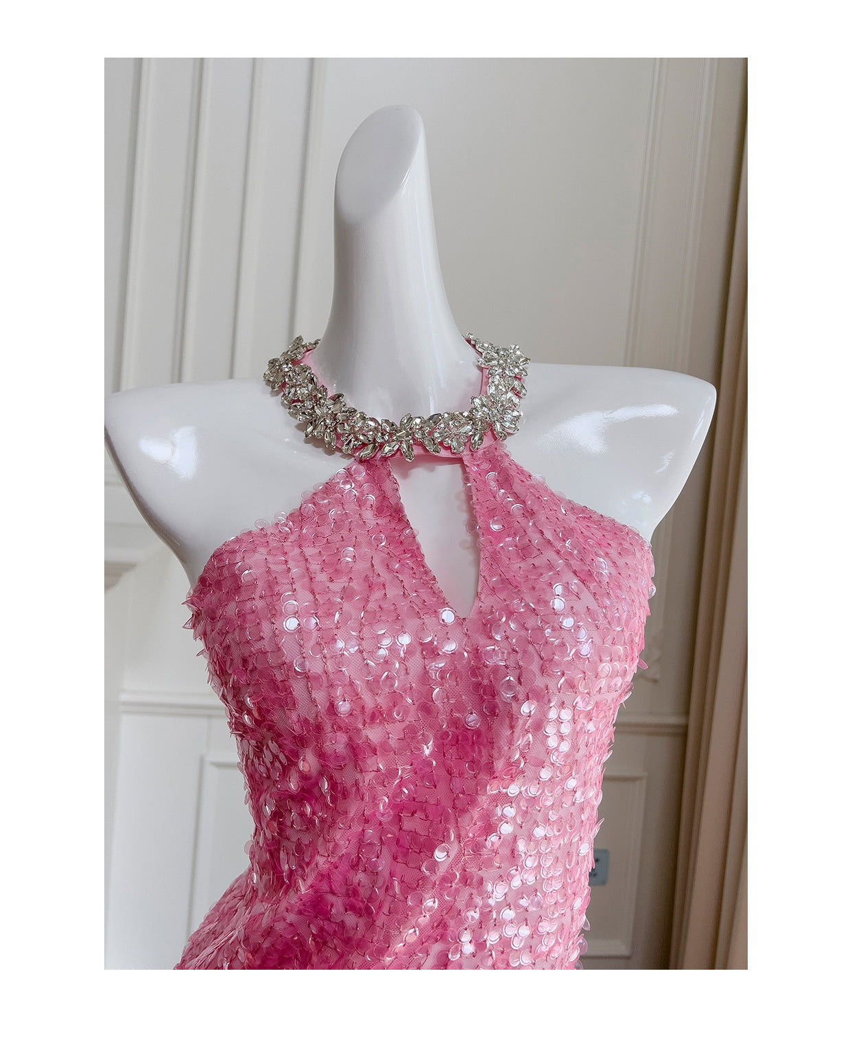 ROSÉ CRYSTAL MINI DRESS