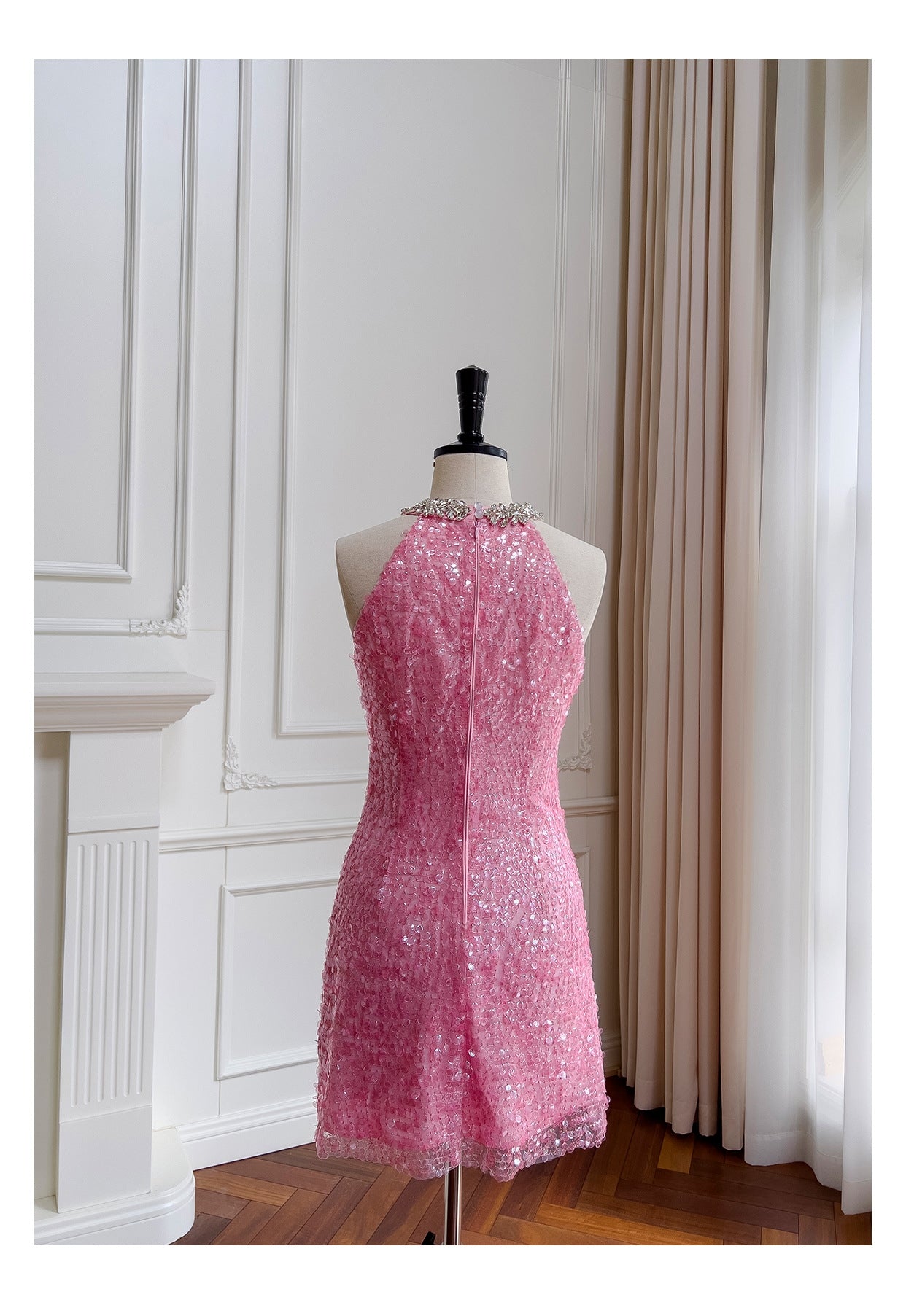ROSÉ CRYSTAL MINI DRESS