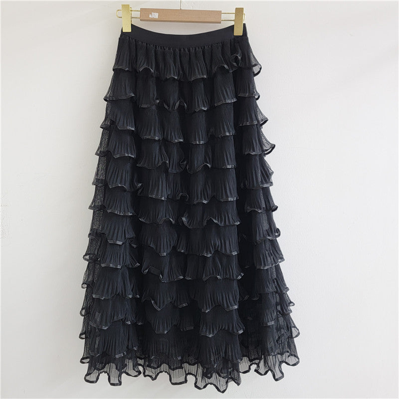 THE CELESTE RUFFLE SKIRT - BLACK