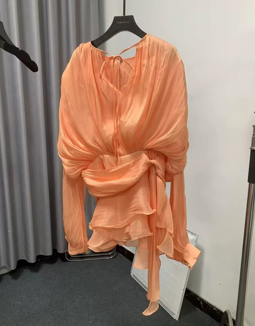 SUNSET WHISPER PLEATED MINI DRESS