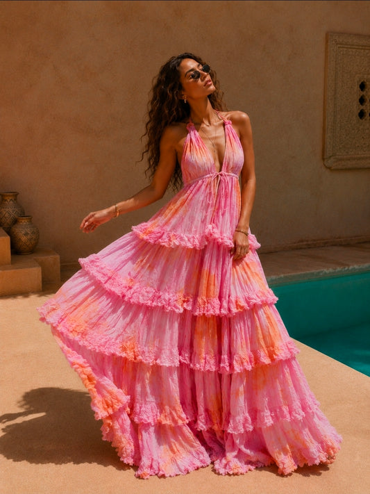OCEANA RUFFLE DRESS - PINK